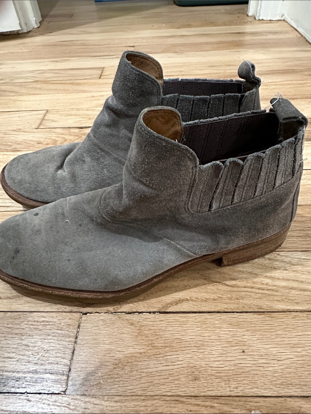 Sofft Gray Suede Chelsea-Style Ankle Boots